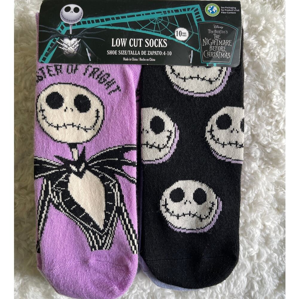 Disney Nightmare Before Christmas Low Cut Socks 10 Pairs Womens Shoe Size 4-10